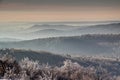 Winter morning in Buda Hills and mountainous Budapest Hungary