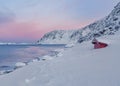 Winter morning at Flakstadpollen, Norway Royalty Free Stock Photo
