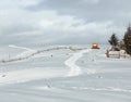 Winter morning mountain rural snow covered path Royalty Free Stock Photo