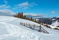 Winter morning mountain rural snow covered path Royalty Free Stock Photo