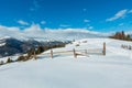 Winter morning mountain rural snow covered path Royalty Free Stock Photo