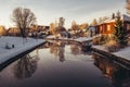 Winter morning by the river in Forssa Finland