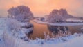 Winter morning. Scenic winter landscape at sunrise Royalty Free Stock Photo