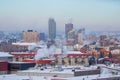 Winter morning at the smoky Calgary, Travel Alberta, Canada, Nort America, Arctic winter, extreme weather, covered under snow