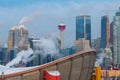 Winter morning at the smoky Calgary, Travel Alberta, Canada, Nort America, Arctic winter, extreme weather, covered under snow