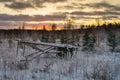 Hunting tower overturned, in snow Royalty Free Stock Photo