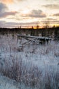 Hunting tower overturned, in snow Royalty Free Stock Photo