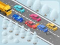 Winter Motorway Isometric Composition Royalty Free Stock Photo