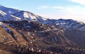 Winter in Mount Lebanon. View of Faraya  Suny day in winter, snowy natural  landscape Royalty Free Stock Photo