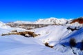 Winter in Mount Lebanon.large view of Kfardebian natural bridge  due to erosion done by a river in limestone, Lebanon Royalty Free Stock Photo