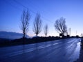 Winter in Mount Lebanon road at blue hour between Faraya and Mayrouba blue hour landscape dusk Royalty Free Stock Photo