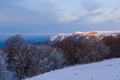 Winter mountain backbone in a snow