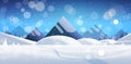 Winter mountain forest landscape background pine snow trees woods flat horizontal banner Royalty Free Stock Photo