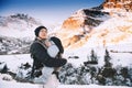Winter mountain hike in Austria. Royalty Free Stock Photo