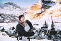 Winter mountain hike in Austria. Royalty Free Stock Photo