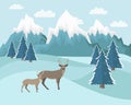 Winter mountain landscape background. Flat Vector Illustration