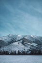 Winter mountain landscape with field in Low Tatras, Slovakia Royalty Free Stock Photo