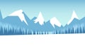 Winter mountain landscape with forest and snow-covered field. Vector illustration. Royalty Free Stock Photo