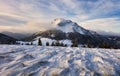 Winter mountain  landscape in Mala Fatra on hill Velky Rozsutec in Slovakia Royalty Free Stock Photo