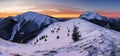 Winter mountain  landscape in Mala Fatra on hill Velky Rozsutec in Slovakia Royalty Free Stock Photo