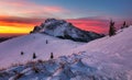 Winter mountain  landscape in Mala Fatra on hill Velky Rozsutec in Slovakia Royalty Free Stock Photo