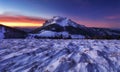 Winter mountain  landscape in Mala Fatra on hill Velky Rozsutec in Slovakia Royalty Free Stock Photo
