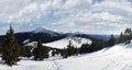 Winter mountain landscape, panorama view to Goverla Mountain, Ukraine, Carpathian Mountains Royalty Free Stock Photo