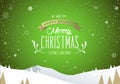 Winter mountain landscape scenery, Merry Christmas text with pine trees and stars Royalty Free Stock Photo