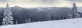 Winter mountain landscape with snow covered pine trees Royalty Free Stock Photo