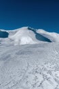 Winter mountain landscape. Snow-white trails of the Caucasus.winter, snow, white, nature, cold, mountain, sky, blue, ice, landsca Royalty Free Stock Photo