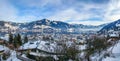 Winter mountain landscape with village of Zell am See, Austria Royalty Free Stock Photo