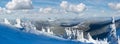 Winter mountain panorama with snowy trees Royalty Free Stock Photo