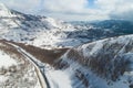winter mountain road form above Royalty Free Stock Photo