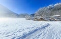 Winter mountain rural landscape.