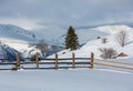 Winter mountain rural snow covered hill slope Royalty Free Stock Photo