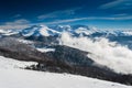 Winter mountain scenery and snow covered peaks in Europe Royalty Free Stock Photo