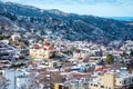 Winter mountain village landscape. Kakopetria, Nicosia District, Cyprus Royalty Free Stock Photo