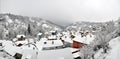 Winter mountain village, panorama