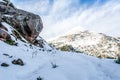 Winter mountain with white snow peak in Algeria, Winter mountains