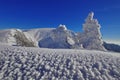 Winter mountain landscape. Snow and ice at high altitude - Ciucas Mountains, landmark attraction in Romania Royalty Free Stock Photo