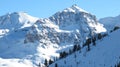 Winter mountains with cabins