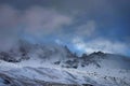 Winter in the mountains. Christmas landscape on a sunny morning.