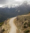 Country road in the highlands Greece, Peloponnese on a winter, snowy day Royalty Free Stock Photo