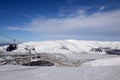 Winter mountains with frozen lake in Russia , Khibiny (Hibiny), Kola Peninsula