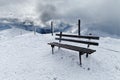 Winter mountains landscape with cable car