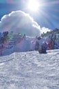 Winter mountains landscape and Harakiri ski slope in Zillertal Valley in Tyrol, austrian Alps Royalty Free Stock Photo