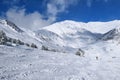 Winter mountains and ski slope in Zillertal Valley in Tyrol Royalty Free Stock Photo