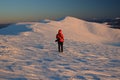 Winter mountains landscape on sunset light