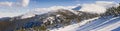 Winter mountains panorama. Bulgaria, Borovets Royalty Free Stock Photo