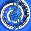 Winter musical poster with treble clef and fingerboard